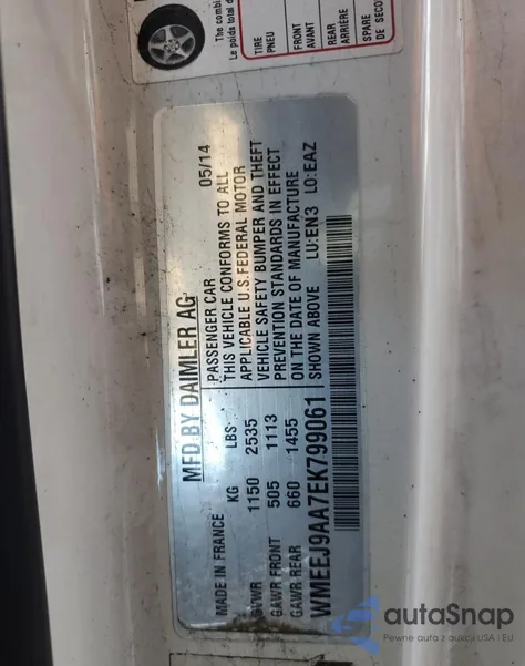 2014 Smart Fortwo z USA, uszkodzony, nr VIN WMEEJ9AA7EK799061